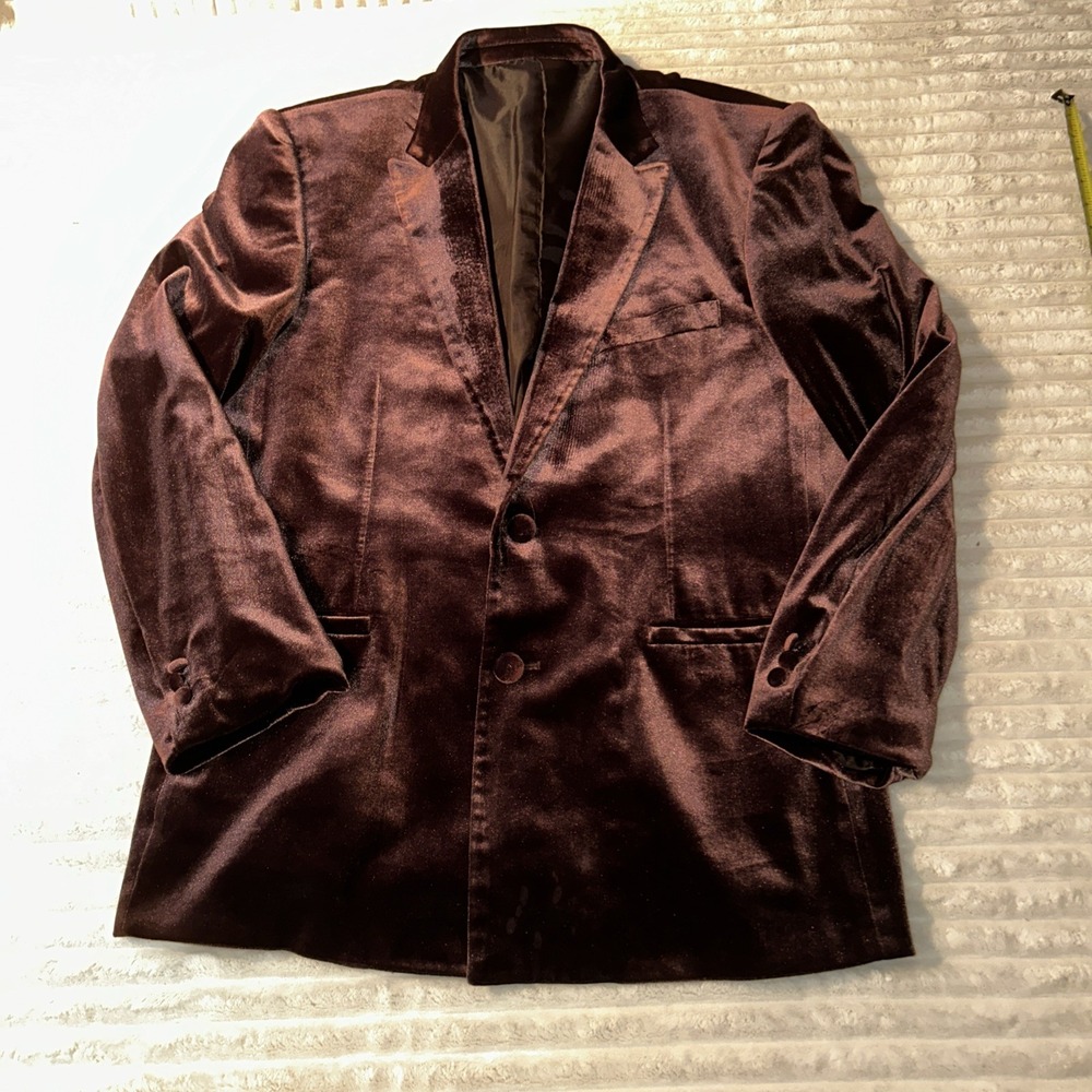 Vintage‎ Il Canto Velvet Blazer 42R  Jacket Brown 90's Party